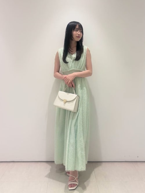 セール】フリンジジャガードシャーリングワンピース（ワンピース
