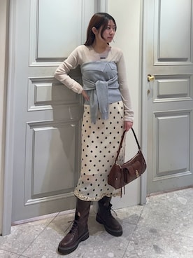 「LILY BROWN（リリーブラウン）のアイテム（スカート）」を使った、LILY BROWNさん（レディース・156cm）の春コーディネート