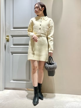 「春ニット」｜「アイテム（その他アウター）」を使った、LILY BROWNさん（レディース・156cm）の冬コーディネート