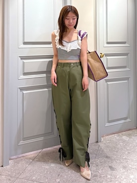 「LILY BROWN（リリーブラウン）のハートパンプス（パンプス、ゴールド系）」を使った、LILY BROWNさんの夏コーディネート