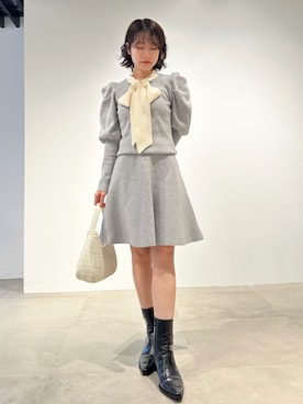 「ボウタイ」｜「アイテム（ブーツ）」を使った、LILY BROWNさん（レディース・152cm）の冬コーディネート