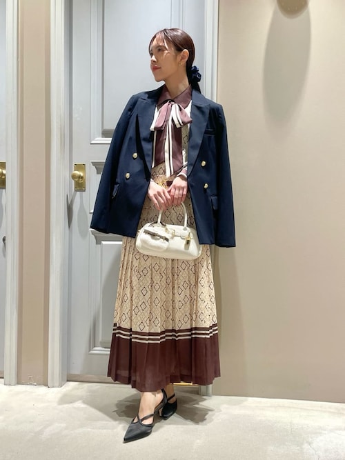 今期 25AW リリーブラウン♡金釦 ダブルブレストジャケット ベージュ　フリー 金釦ダブルブレストジャケット（テーラードジャケット/コート