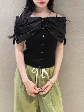 「LILY BROWN（リリーブラウン）のアイテム（パンツ）」を使った、LILY BROWNさん（レディース・160cm）の夏コーディネート