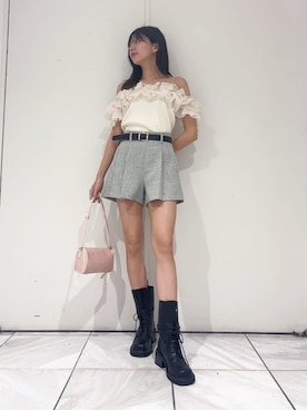 「春ニット」｜LILY BROWNさん（レディース・160cm）の春コーディネート