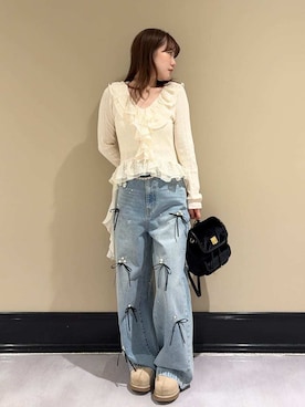 「LILY BROWN（リリーブラウン）のアイテム（デニムパンツ）」を使った、LILY BROWNさん（レディース・150cm）の夏コーディネート