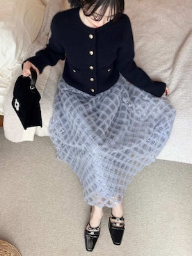 「LILY BROWN（リリーブラウン）の[L.B CANDY STOCK]ビジューリボンストラップミュール（パンプス）」を使った、LILY BROWNさん（レディース・160cm）の秋コーディネート