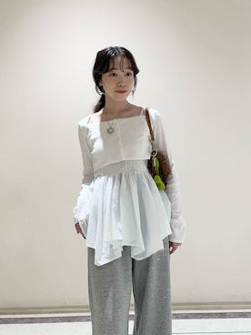 「パンツスタイル」｜「アイテム（財布/小物）」を使った、LILY BROWNさん（レディース・157cm）の夏コーディネート