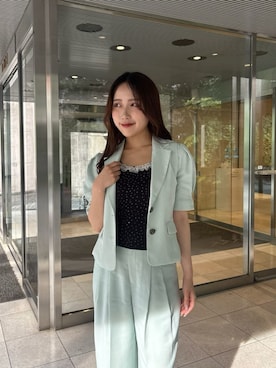 「LILY BROWN（リリーブラウン）のレースタンクトップ（タンクトップ、ブラック系）」を使った、LILY BROWNさんの夏コーディネート