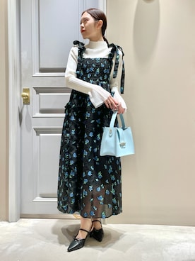 「ジャガード」｜「アイテム（ワンピース/ドレス）」を使った、LILY BROWNさん（レディース・156cm）の冬コーディネート