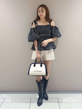 「LILY BROWN（リリーブラウン）のアイテム（パンツ）」を使った、LILY BROWNさん（レディース・158cm）の夏コーディネート