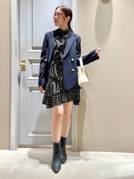 「透けトップス」｜「アイテム（ジャケット/アウター）」を使った、LILY BROWNさん（レディース・156cm）の冬コーディネート