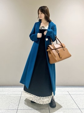 「アイテム（チェスターコート、グリーン系）」を使った、LILY BROWNさん（レディース・157cm）の秋コーディネート