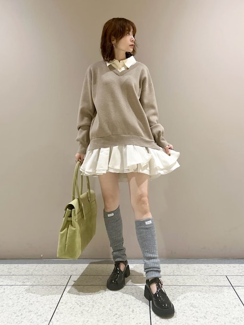 シャツドッキングフリルミニワンピース（ワンピース）｜LILY