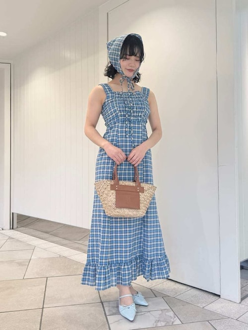 ガーデンプリントボウタイワンピース(マキシ・ロングワンピース