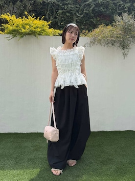 「LILY BROWN（リリーブラウン）の2wayミニショルダーバッグ（ショルダーバッグ、ピンク系）」を使った、LILY BROWNさんの春コーディネート