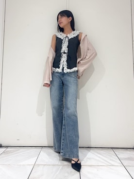 「春ニット」｜LILY BROWNさん（レディース・160cm）の春コーディネート