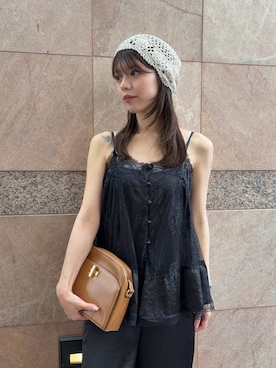 「LILY BROWN（リリーブラウン）のシアーファンデノンワイヤー/キャミソール（キャミソール、ホワイト系）」を使った、LILY BROWNさんの夏コーディネート