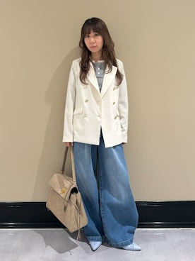 「LILY BROWN（リリーブラウン）の【WEB限定00サイズ】ワイドレッグイージーデニムパンツ（デニムパンツ、ブルー系）」を使った、LILY BROWNさんの春コーディネート