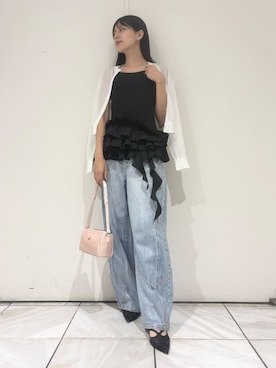 「LILY BROWN（リリーブラウン）のアイテム（デニムパンツ）」を使った、LILY BROWNさん（レディース・160cm）の夏コーディネート