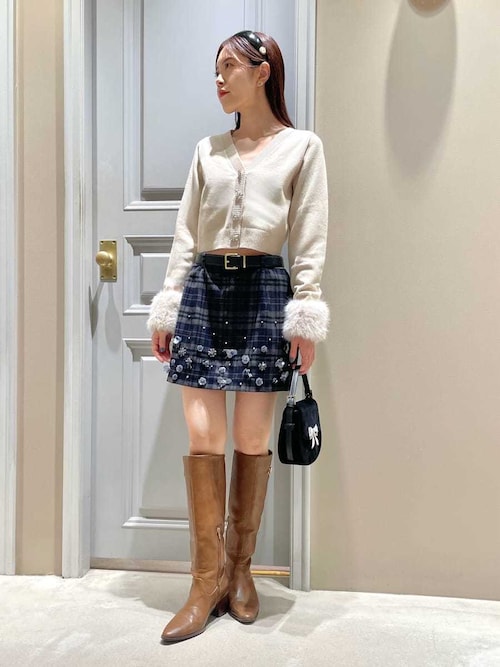 セール】[L.B CANDY STOCK]フラワービジューミニスカート（スカート