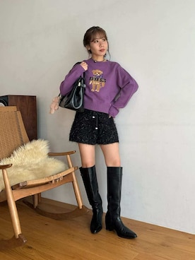 「アイテム（キーケース/キーアクセサリー）」を使った、LILY BROWNさん（レディース・152cm）の秋コーディネート