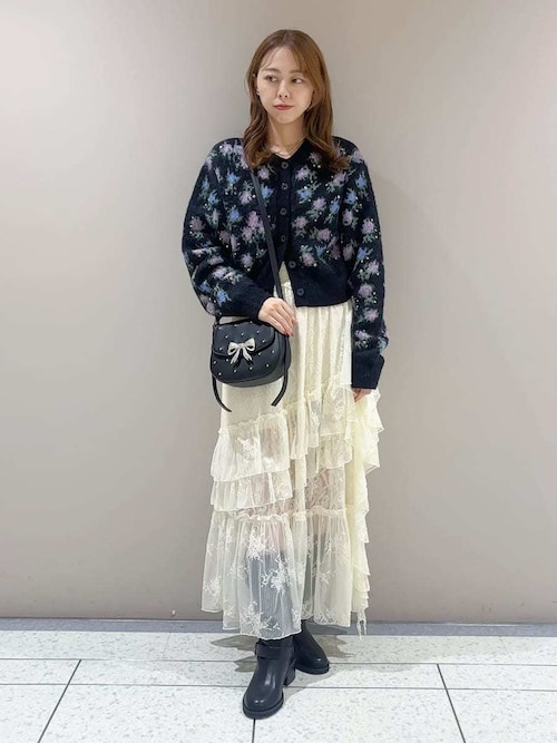 LILY BROWN ×ANNA SUI】ジャガードビジューニットカーディガン