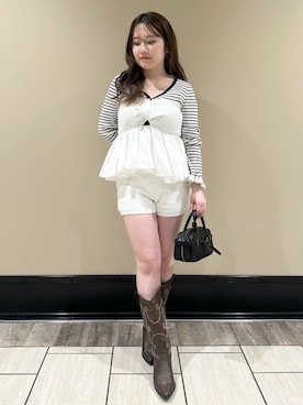 「LILY BROWN（リリーブラウン）のアイテム（ブーツ）」を使った、LILY BROWNさん（レディース・152cm）の春コーディネート