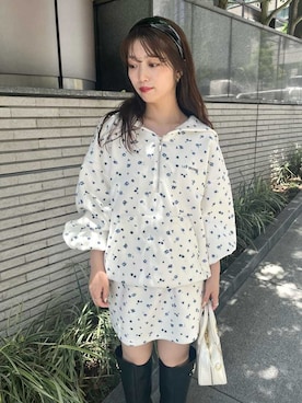 「アイテム（カチューシャ）」を使った、LILY BROWNさん（レディース・152cm）の夏コーディネート