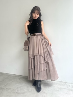 「アイテム（シュシュ）」を使った、LILY BROWNさん（レディース・152cm）の夏コーディネート