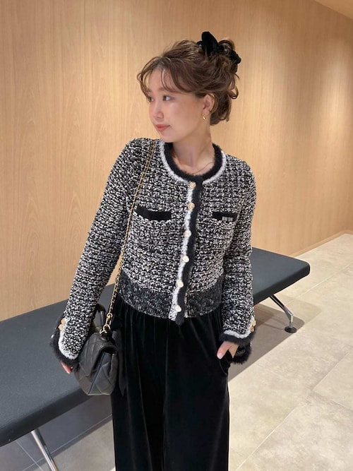 LILY BROWN×MARY QUANT】ツイードニットジャケット（ノーカラー