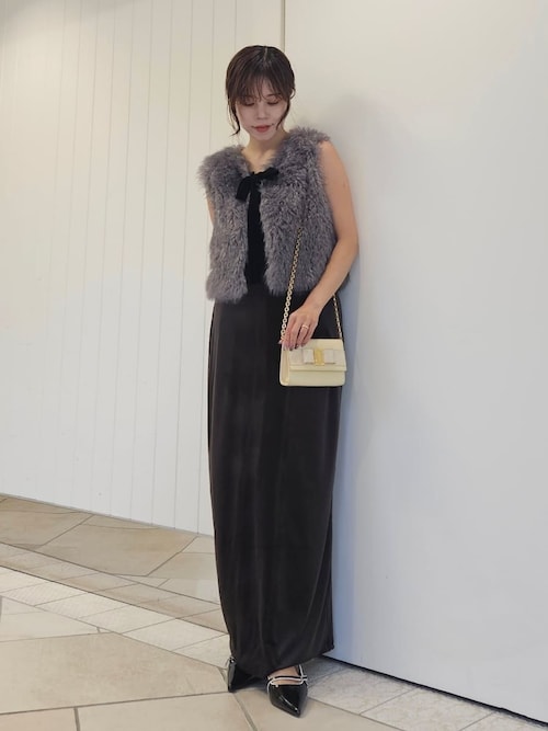 新品　LILY BROWN カップインベロアドレープキャミワンピース カップインベロアドレープキャミワンピース(マキシ・ロング