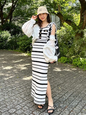 「春ニット」｜「アイテム（ワンピース）」を使った、LILY BROWNさん（レディース・161cm）の夏コーディネート