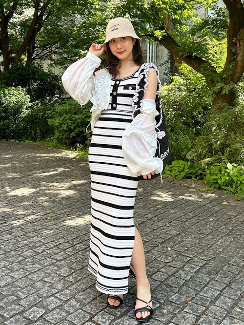 【タグ付き新品】LILY BROWN ノースリーブニットワンピース ブラック LILY BROWN×MARY QUANT】デイジーボタンノースリーブニット