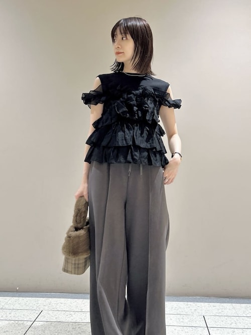 WEB限定00サイズ】バルーンペプラムボンディングセットアップ（つなぎ