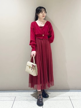 「アイテム（キーケース/キーアクセサリー、レッド系）」を使った、LILY BROWNさん（レディース・157cm）の冬コーディネート