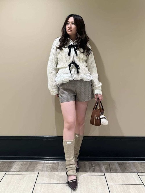 ベロアリボンニットカーディガン（カーディガン/ボレロ）｜LILY