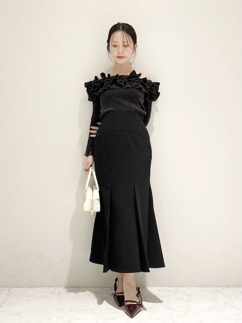 ブラウン ニット フリルスカート モールフリルニットトップス（ニット/セーター）｜LILY BROWN