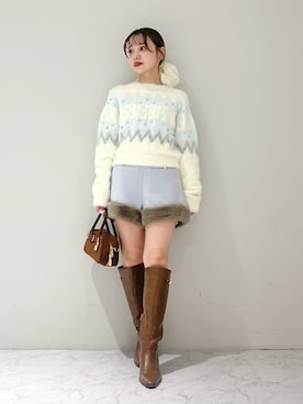 「アイテム（シュシュ）」を使った、LILY BROWNさん（レディース・148cm）の秋コーディネート