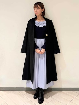 「リラックス」｜「アイテム（チェスターコート）」を使った、LILY BROWNさん（レディース・160cm）の冬コーディネート