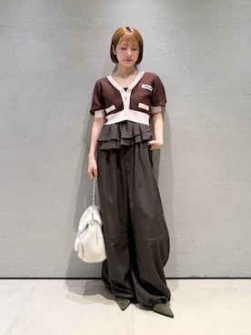 「アイテム（パンプス、グリーン系）」を使った、LILY BROWNさん（レディース・152cm）の夏コーディネート