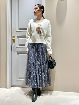 「刺繍」｜「アイテム（ブーツ）」を使った、LILY BROWNさん（レディース・156cm）の冬コーディネート
