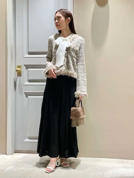 「アイテム（ノーカラージャケット）」を使った、LILY BROWNさん（レディース・156cm）の夏コーディネート