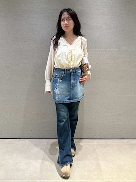 「LILY BROWN（リリーブラウン）のアイテム（デニムパンツ）」を使った、LILY BROWNさん（レディース・152cm）の秋コーディネート