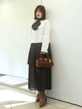 「アイテム（ノーカラージャケット）」を使った、LILY BROWNさん（レディース・150cm）の秋コーディネート