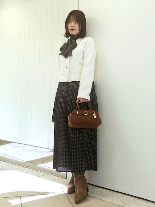 WEB限定カラー】金釦フォックスニットジャケット（ノーカラー