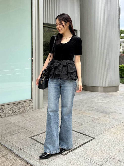 ベロアペプラムフリルトップス（Tシャツ/カットソー）｜LILY BROWN