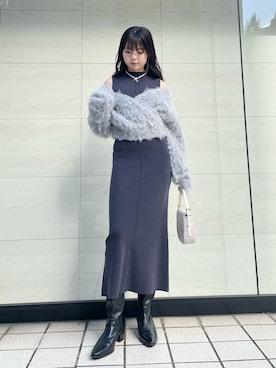 「アイテム（ネックレス、ブルー系）」を使った、LILY BROWNさん（レディース・162cm）の秋コーディネート