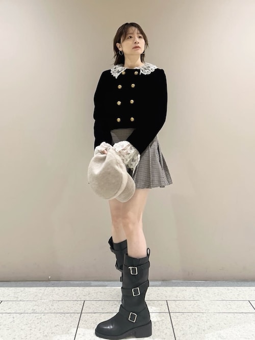 L.B CANDY STOCK]スカラップビジューアタッチドジャケット（ノー