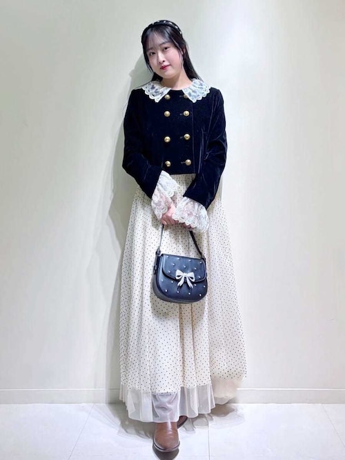 スカラップビジューアタッチドジャケット LILY BROWN｜[L.B CANDY STOCK]スカラップビジューアタッチド