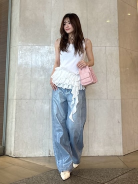 「LILY BROWN（リリーブラウン）のアイテム（デニムパンツ）」を使った、LILY BROWNさん（レディース・164cm）の夏コーディネート